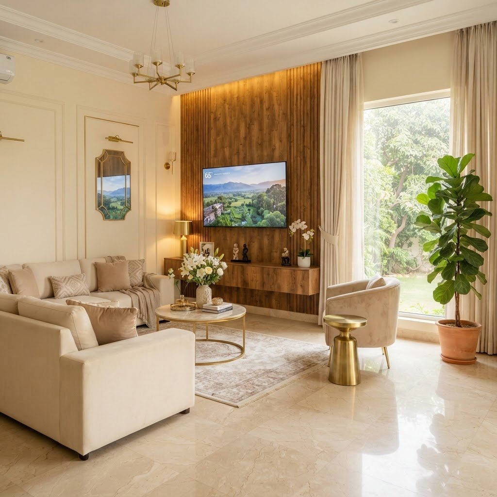 Modern furnished living room in a KirayaHome verified rental in DHA Lahore